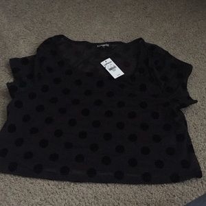 Black polka dot crop top